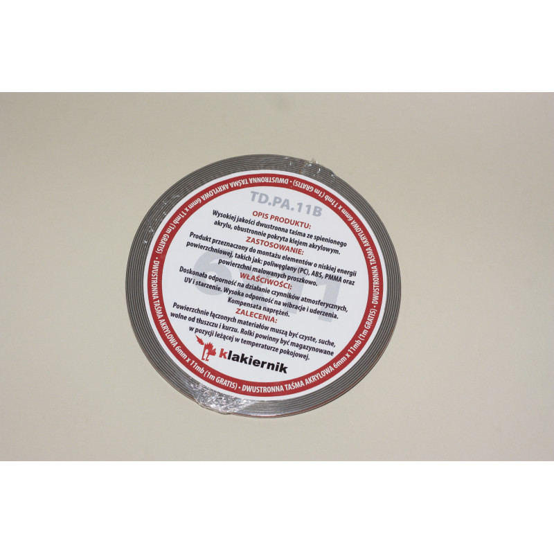 Taśma dwustronna klakiernik akrylowa 10mb + 1mb GRATIS