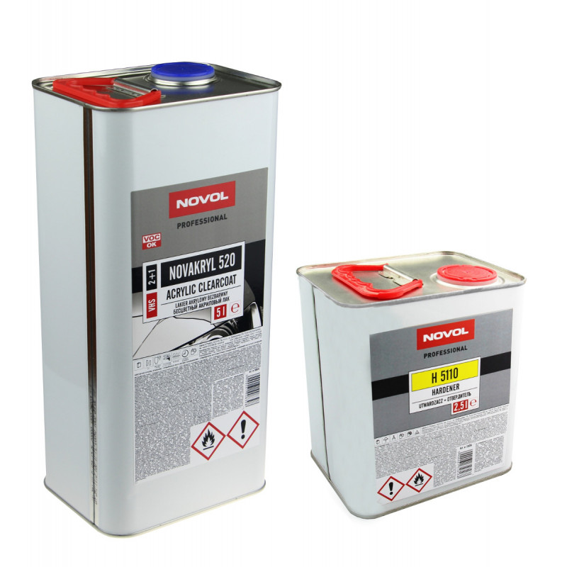 Lakier bezbarwny NOVOL NOVAKRYL 520 - kpl. (5+2,5) L
