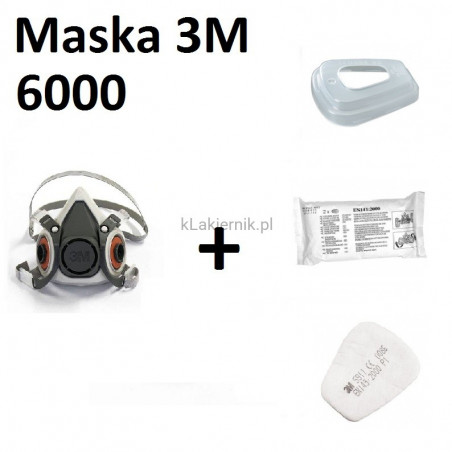 Maska lakiernicza 3M 6x00B serii 6000 - komplet wraz z filtrami