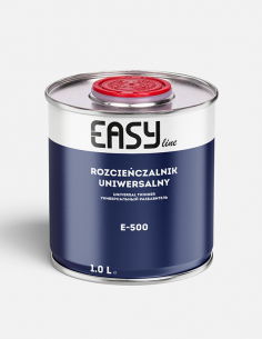 Puszka rozcieńczalnika uniwersalnego EASY E-500 1L do lakierów samochodowych.