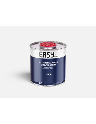 Puszka rozcieńczalnika uniwersalnego EASY E-500 1L do lakierów samochodowych.