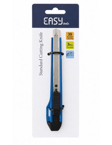 Zestaw trzech sztuk nożyków tapicerskich EasyTools z łamanym ostrzem 9mm ze stali węglowej