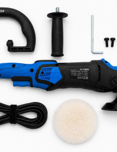polerka rotacyjna EasyTools 150mm z ergonomicznym uchwytem i widocznym panelem regulacji obrotów.