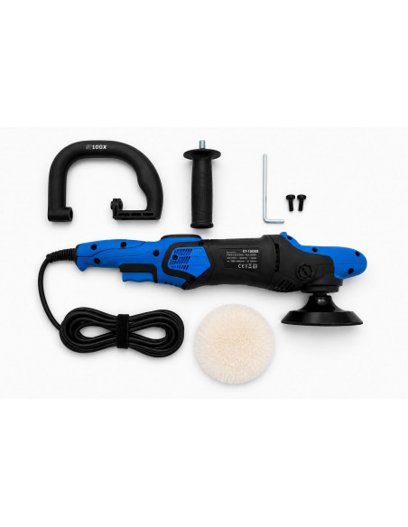 polerka rotacyjna EasyTools 150mm z ergonomicznym uchwytem i widocznym panelem regulacji obrotów.