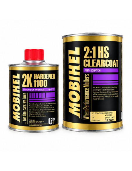 Mobihel Lakier bezbarwny anti scratch 2K 2:1 1L + Utwardzacz do wyboru ( szybki 1500 / standard 1100) 0,5L