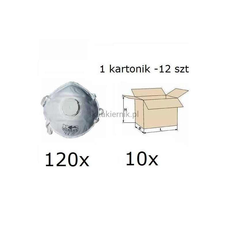 Maska przeciwpyłowa filtrująca K2 jednorazowa z zaworkiem - 120