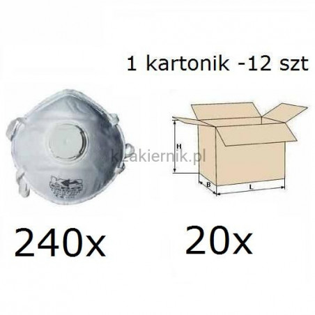 Maska przeciwpyłowa filtrująca K2 jednorazowa z zaworkiem - 240